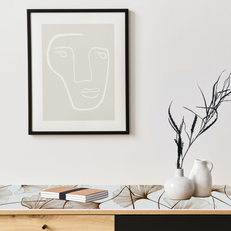 Auflegeglas für Kommoden Ginkgo Studie