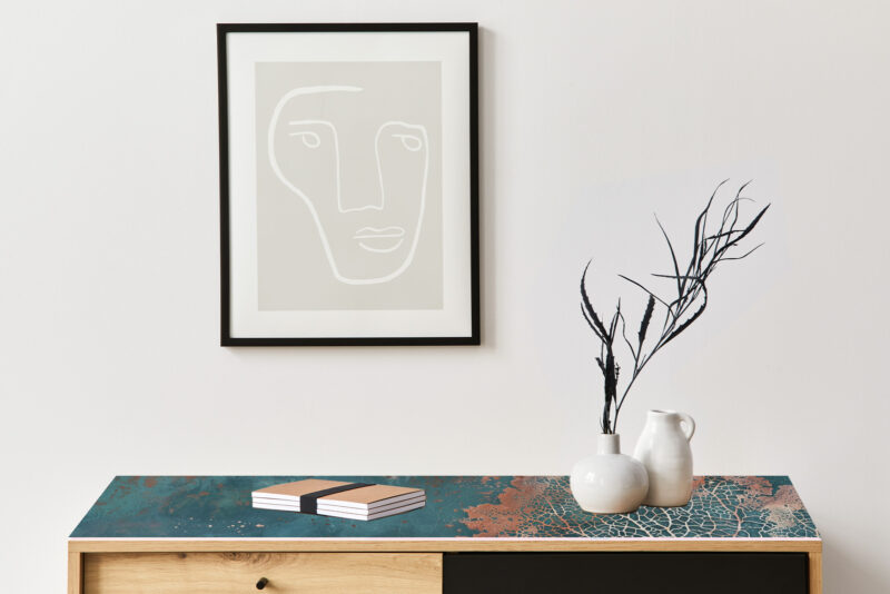 Auflegeglas für Kommoden Kupferblatt