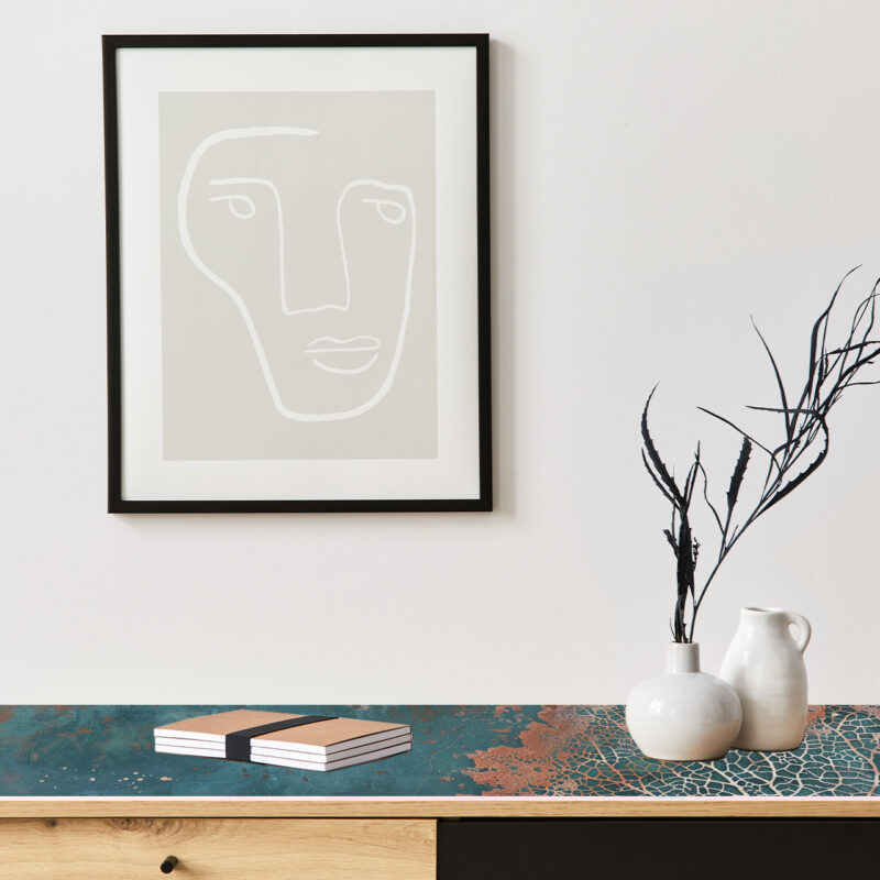 Auflegeglas für Kommoden Kupferblatt