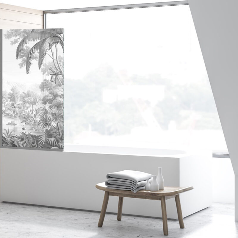 Badezimmerglas_Fernes-Tal_80x140 Duschtrennwand für Fernes Tal