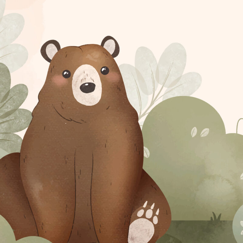 Kindertapete Bär und Fuchs