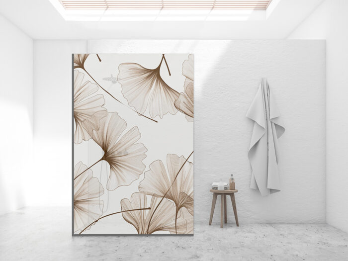 Duschtrennwand_140x210_Gingko-Studie Duschtrennwand für Walk-in Duschen Ginkgo Studie