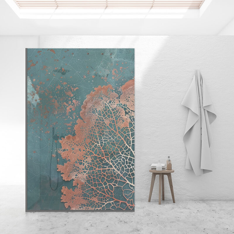 Duschtrennwand_140x210_Kupferblatt Duschtrennwand für Walk-in Duschen Kupferblatt