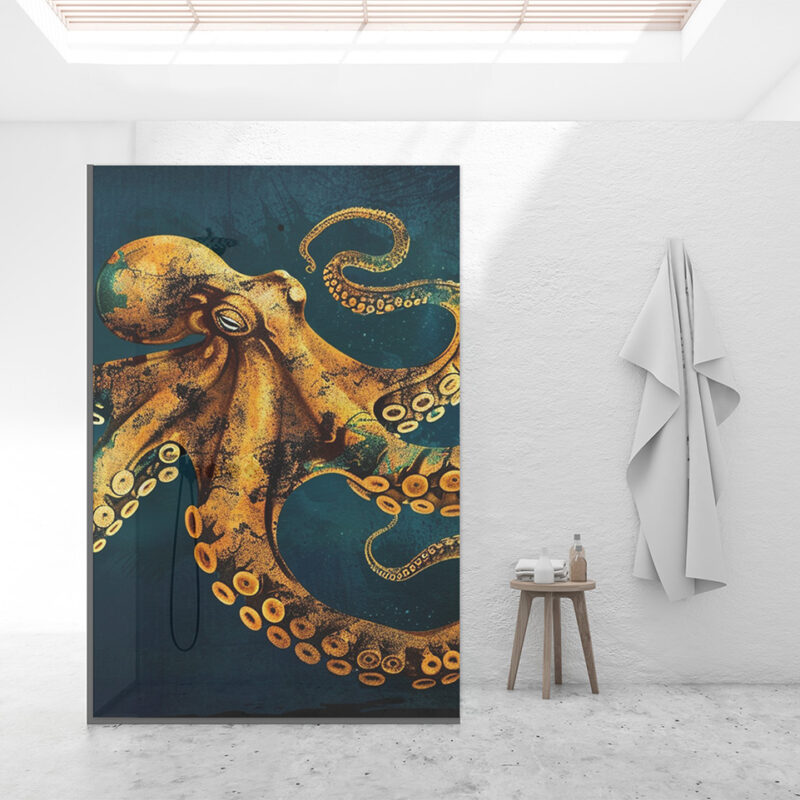 Duschtrennwand_140x210_Tiefseewesen Duschtrennwand für Walk-in Duschen Tiefseewesen