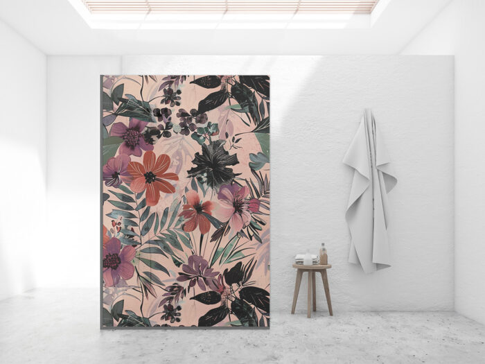 Duschtrennwand_140x210_floral-fusion Duschtrennwand für Walk-in Duschen Floral Fusion