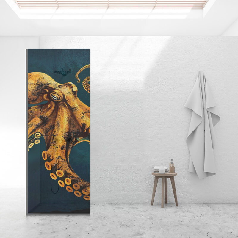 Duschtrennwand_80x210_Tiefseewesen Duschtrennwand für Walk-in Duschen Tiefseewesen