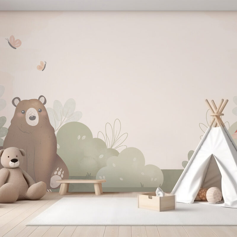 Kindertapete Bär und Fuchs