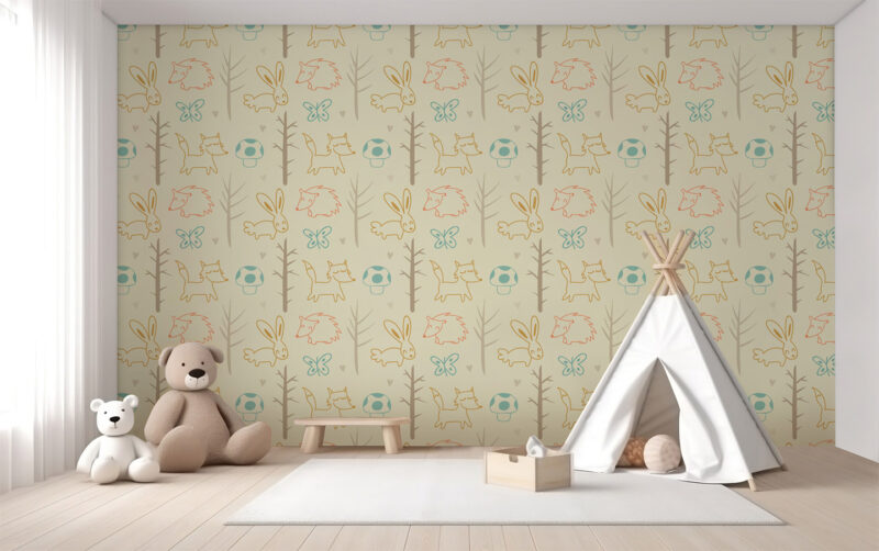 Kindertapete Fuchs und Hase