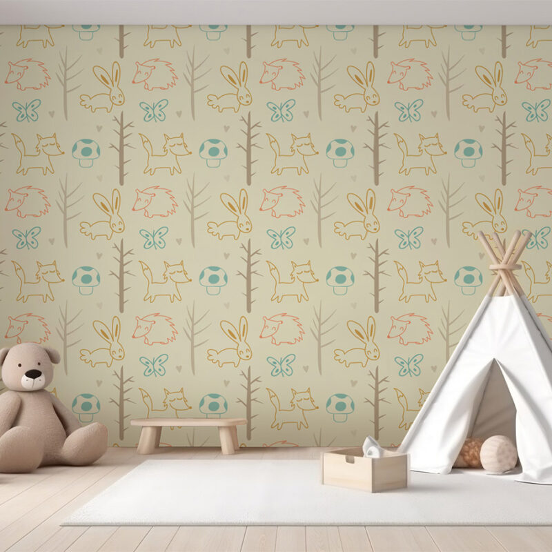 Kindertapete Fuchs und Hase