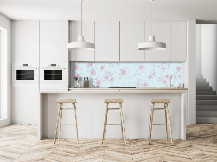 Küchenrückwand Cherry Illustration Blue