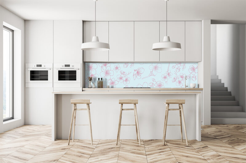 Küchenrückwand Cherry Illustration Blue