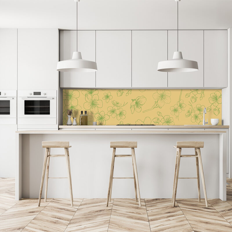 Küchenrückwand Cherry Illustration Yellow