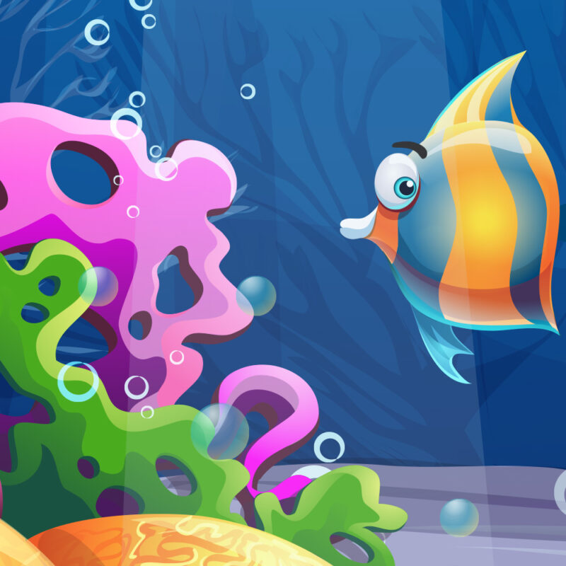 Kindertapete Riff mit Fischen