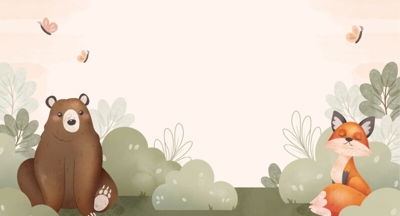 Kindertapete Bär und Fuchs