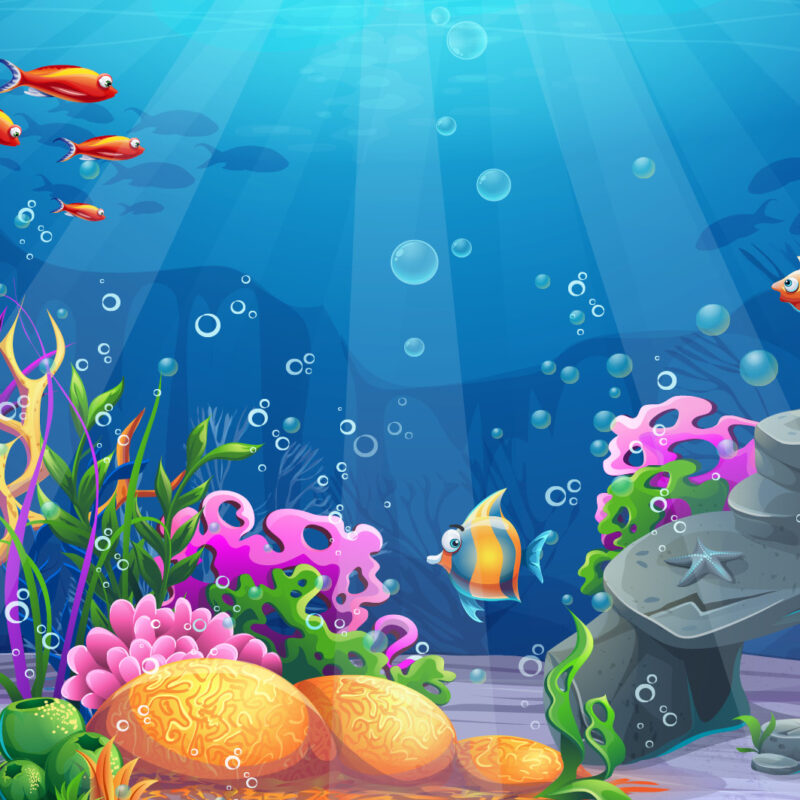 Kindertapete Riff mit Fischen