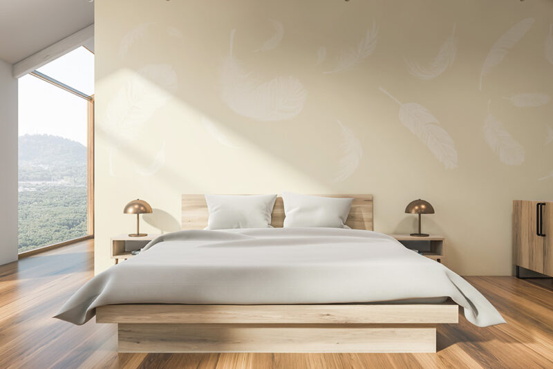 Tapete_Schlafzimmer_feather-beige Tapete Feathers Beige