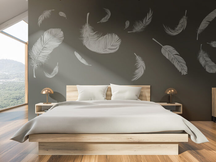 Tapete_Schlafzimmer_feather-brown Tapete Feathers Brown
