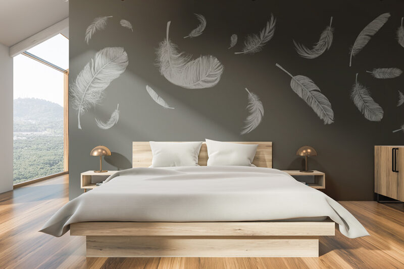 Tapete_Schlafzimmer_feather-brown Tapete Feathers Brown