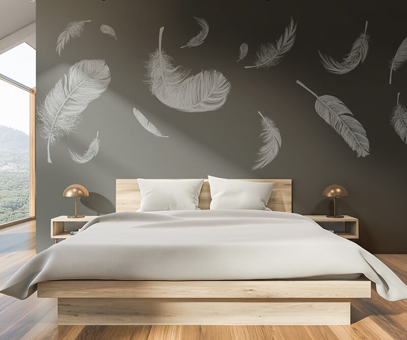 Tapete_Schlafzimmer_feather-brown Tapete Feathers Brown