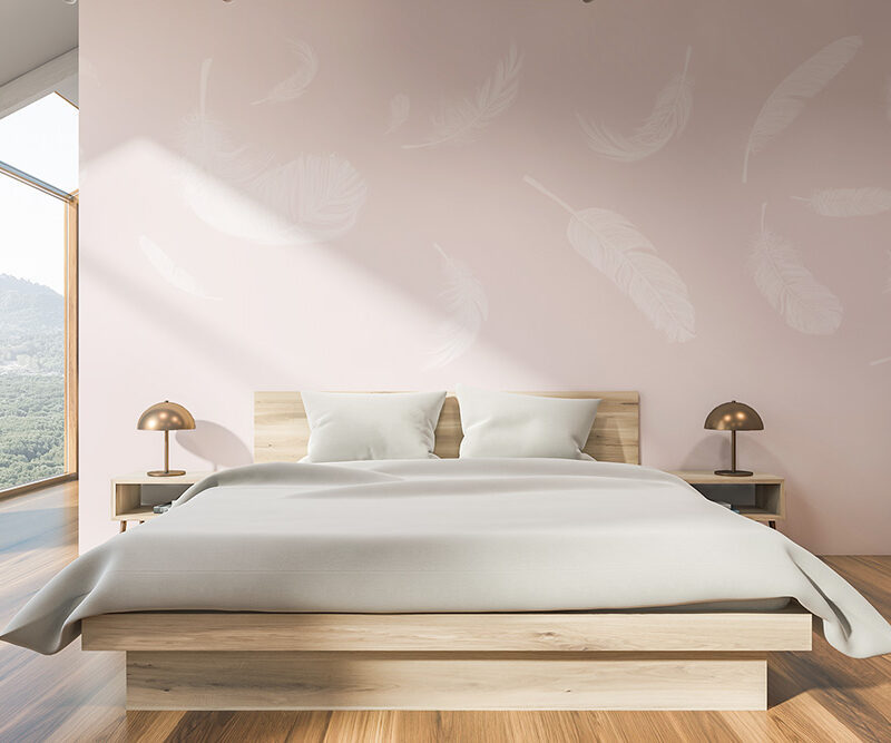 Tapete_Schlafzimmer_feather-rosa Tapete Feathers Rosa
