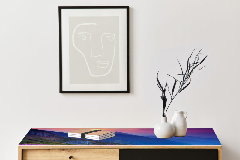 Auflegeglas für Kommoden Bergpanorama