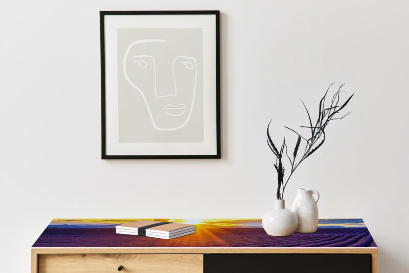 Auflegeglas für Kommoden Lavendelfeld