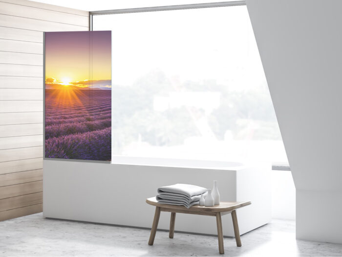 Duschtrennwand für Badewannen Lavendelfeld