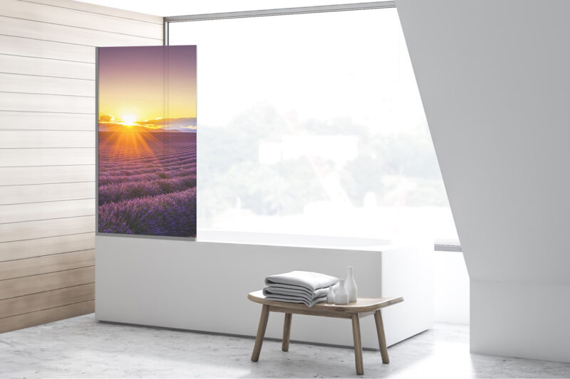 Duschtrennwand für Badewannen Lavendelfeld