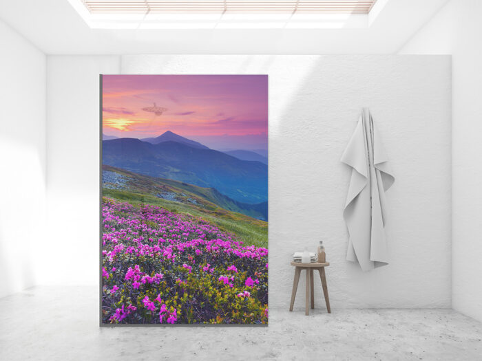 Duschtrennwand für Walk-in Duschen Berglandschaft