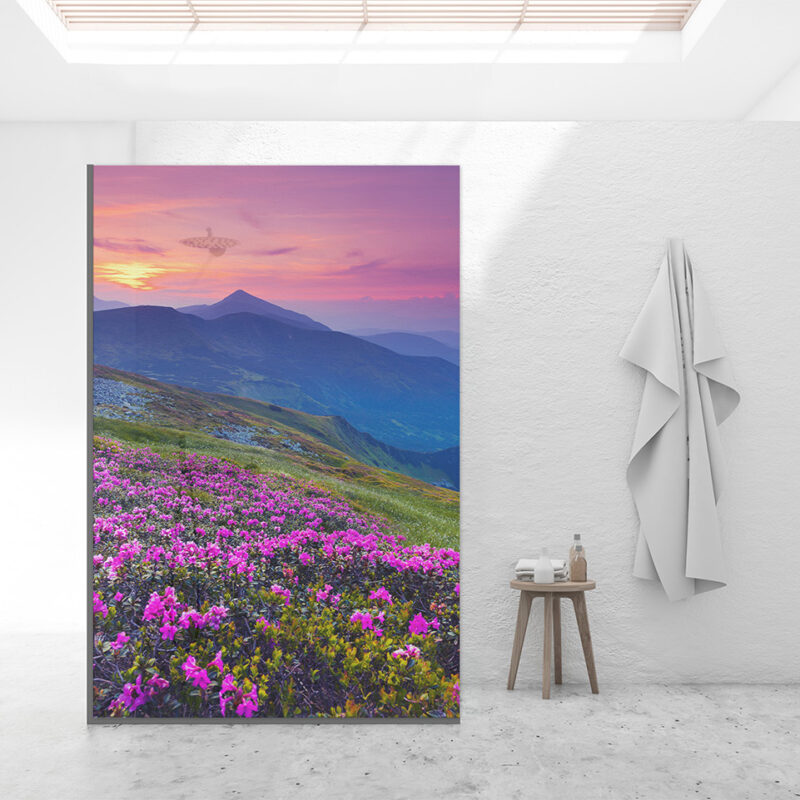 Duschtrennwand für Walk-in Duschen Berglandschaft