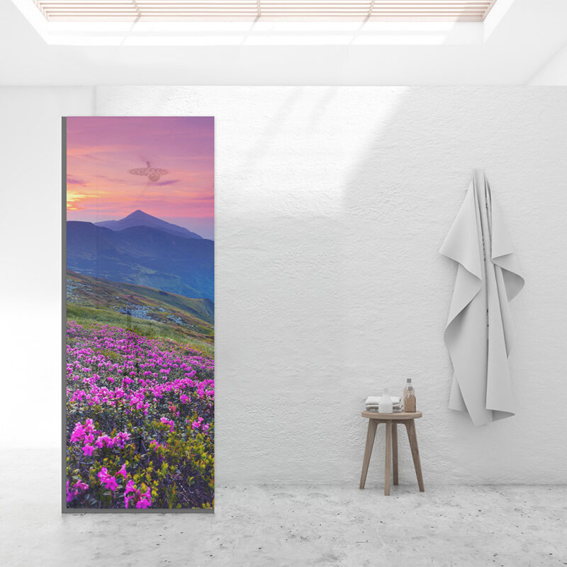 Duschtrennwand für Walk-in Duschen Berglandschaft