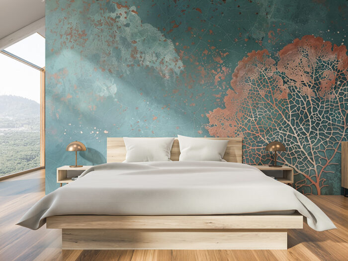 Tapete_Schlafzimmer_Kupferblatt Tapete Kupferblatt