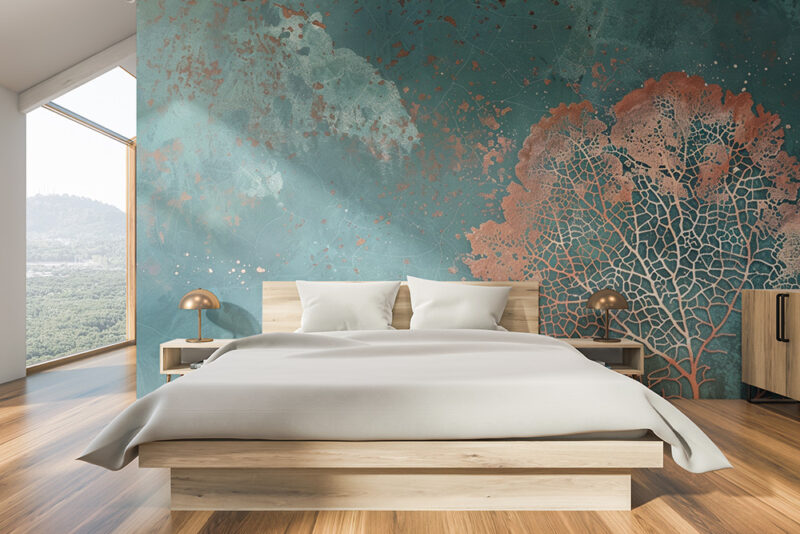 Tapete_Schlafzimmer_Kupferblatt Tapete Kupferblatt