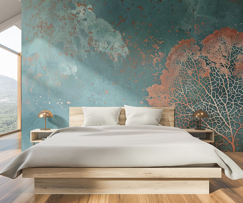 Tapete_Schlafzimmer_Kupferblatt Tapete Kupferblatt