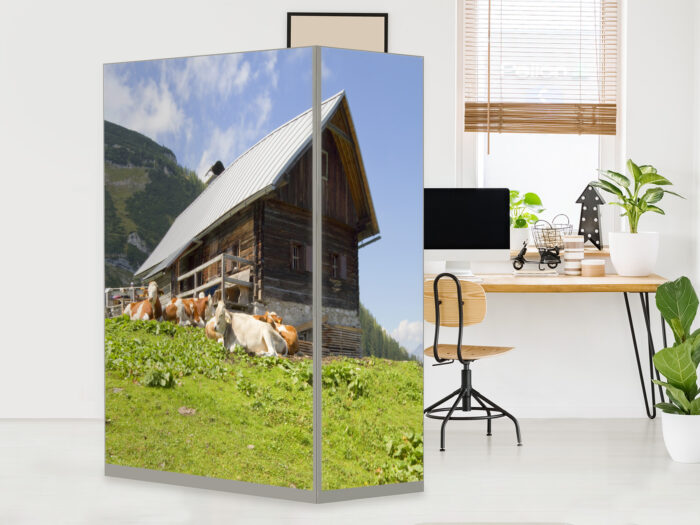 HomeOffice Sichtschutz Paravent Almhütte