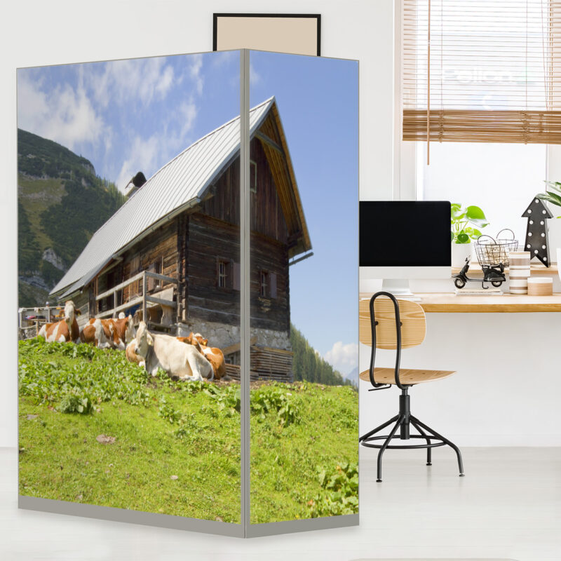 HomeOffice Sichtschutz Paravent Almhütte