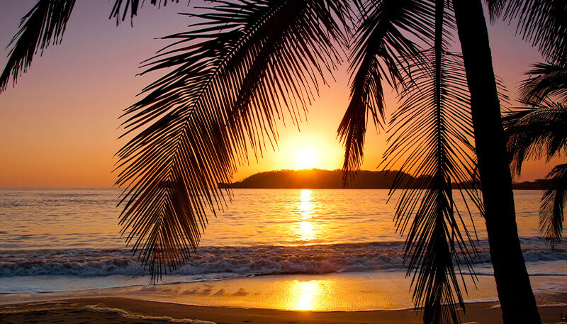 Bettkopfteil Sonnenuntergang am Strand