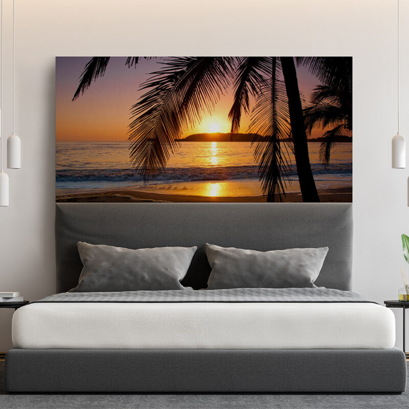 Bettkopfteil Sonnenuntergang am Strand