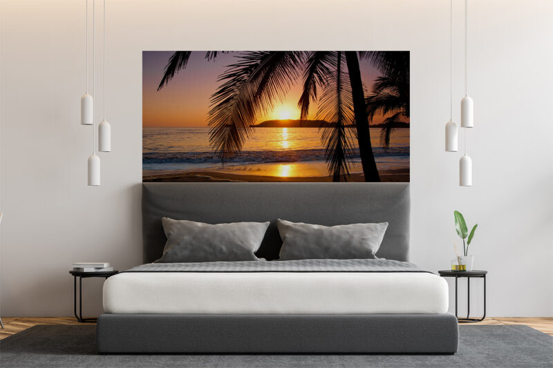 Bettkopfteil Sonnenuntergang am Strand