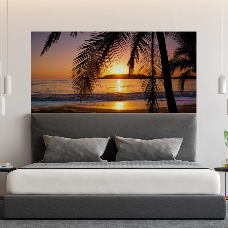 Bettkopfteil Sonnenuntergang am Strand