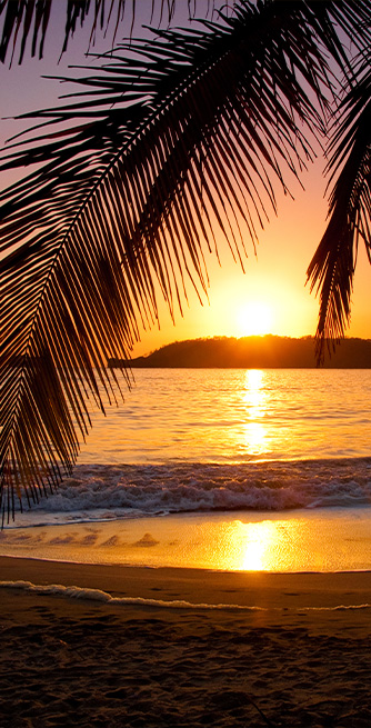 Duschtrennwand für Badewannen Sonnenuntergang am Strand