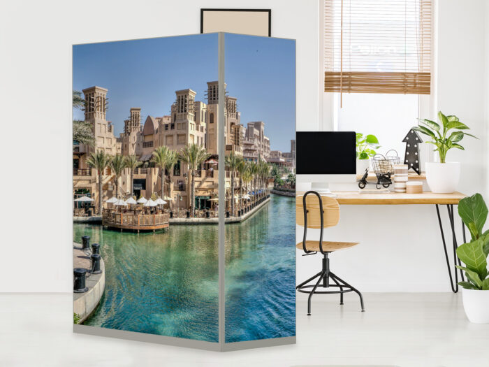 Paravant_Dubai-Oasis HomeOffice Sichtschutz Paravent Dubai Oasis