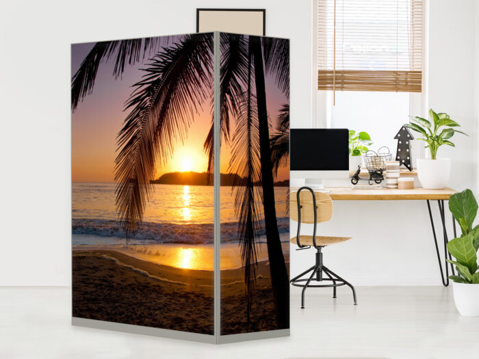 HomeOffice Sichtschutz Paravent Sonnenuntergang am Strand