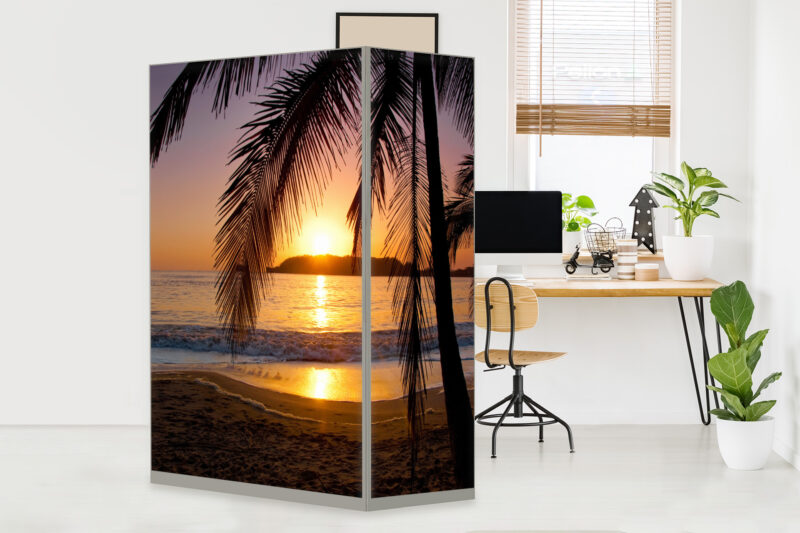 HomeOffice Sichtschutz Paravent Sonnenuntergang am Strand