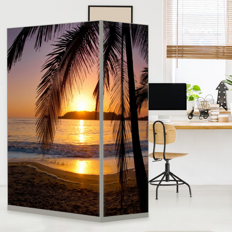 HomeOffice Sichtschutz Paravent Sonnenuntergang am Strand